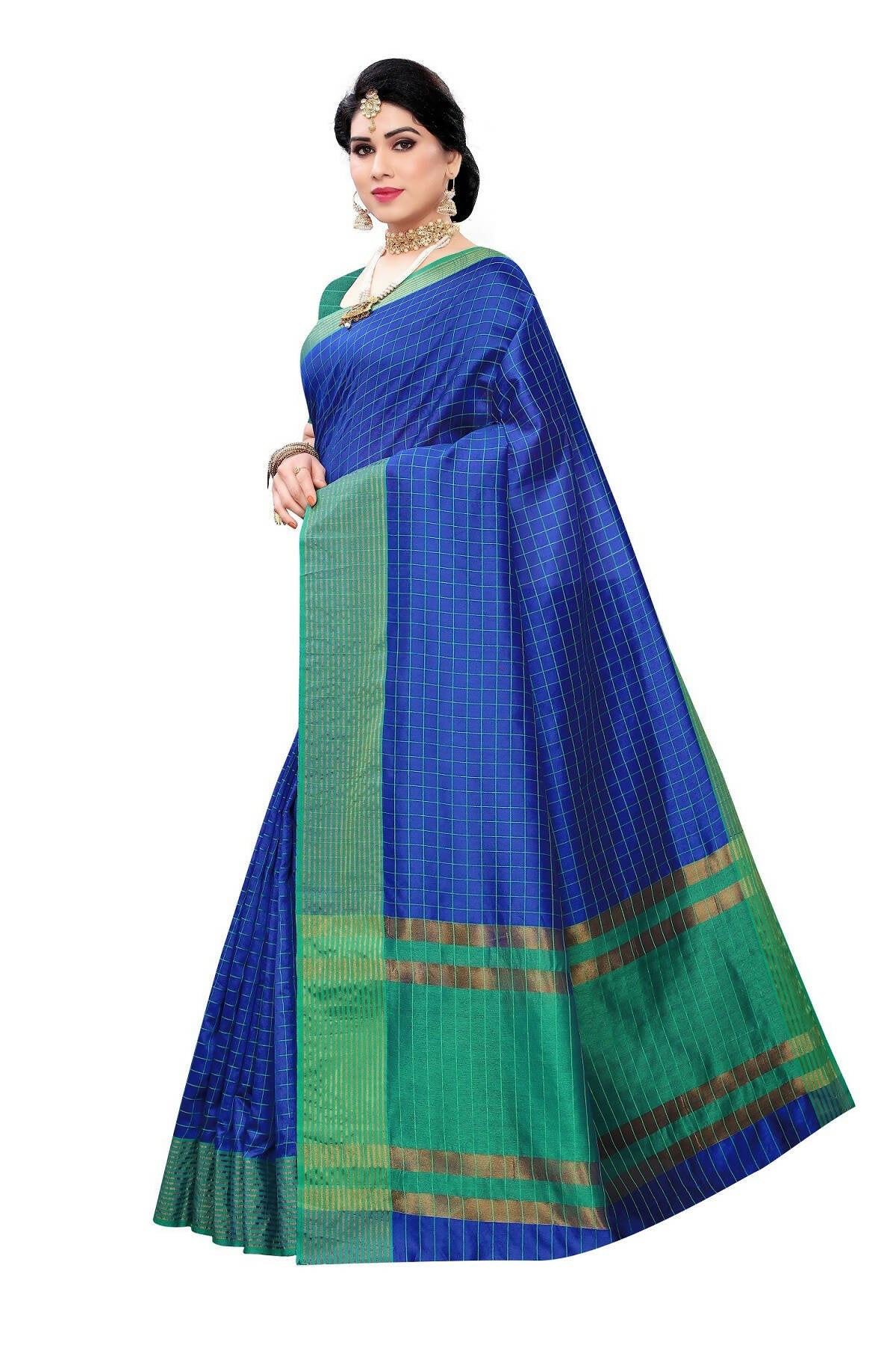 Vamika Blue Cotton Silk Weaving Saree (Manipuri Blue) | Swadesiicart