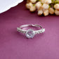VOJ white CZ-detail Stainless Steel Cubic Zirconia Silver Plated Adjustable Finger Ring | Swadesiicart
