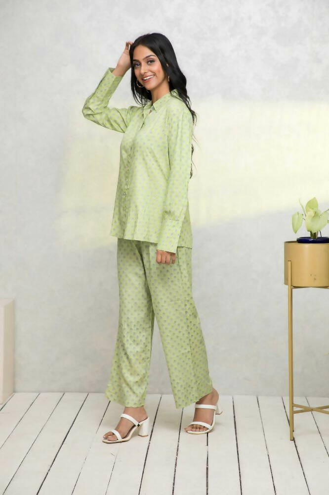Myshka Women Green Printed Co-Ords - Swadesiicart