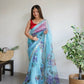 Vamsee Nilam Sky Organza Saree - Swadesiicart