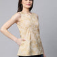 Ahalyaa Women Beige Cotton Gold Printed Tunic | Swadesiicart