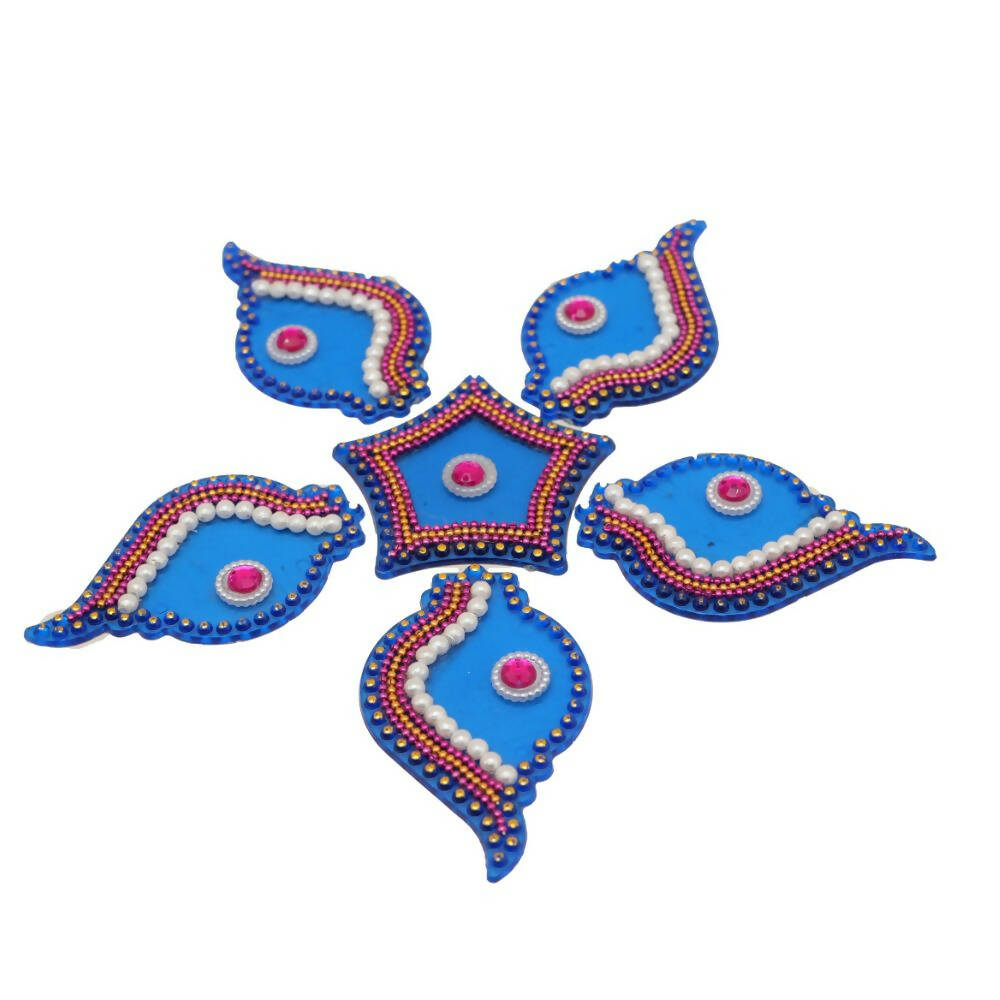 Kundan HandiKrafts Shank Rangoli Blue (Baby) - Swadesiicart