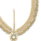 Gold-Polished Green White Kundan-Studded Beaded Matha Patti - Ruby Raang | Swadesiicart