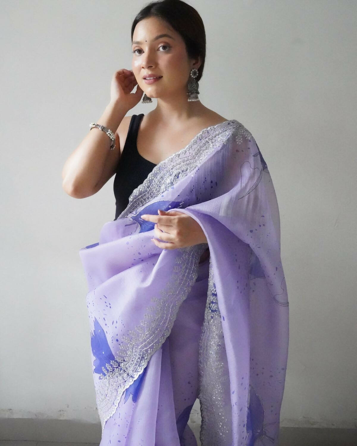 Vamsee Blue Organza Saree - Swadesiicart