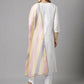 FIORRA Women's White Cotton A-Line Kurta Pant With Dupatta - Swadesiicart