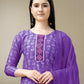 Jyoti Fashion Women's Purple Rayon Embroidery & Sequence work Kurta with Trouser & Dupatta | Swadesiicart