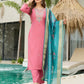 The52 Women Gorgeous Embroidery Work with Viscose Silk Fabric Straight Kurta, Pant and Dupatta Set - Swadesiicart