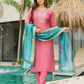 The52 Women Gorgeous Embroidery Work with Viscose Silk Fabric Straight Kurta, Pant and Dupatta Set - Swadesiicart