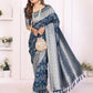 Aastha Fashion Teal Blue Georgette Silk Leheriya With Elegant Zari Weaving Saree