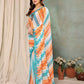 Aafreen Partywear Designer Orange & Blue Georgette Fancy Saree