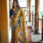Arfa Fashion House Mustered Combination Pure Chanderi Cotton Batik Printed Saree