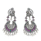 Joban Fashion Women Red Stones Silver Tone Brass Earrings | Swadesiicart