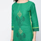 Aniyah Cotton Block Printed Turquoise Color Straight Kurta (AN-130K)