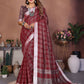 Aastha Fashion Red Linen Weaving Saree