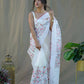 Vamsee White Organza Saree - Swadesiicart