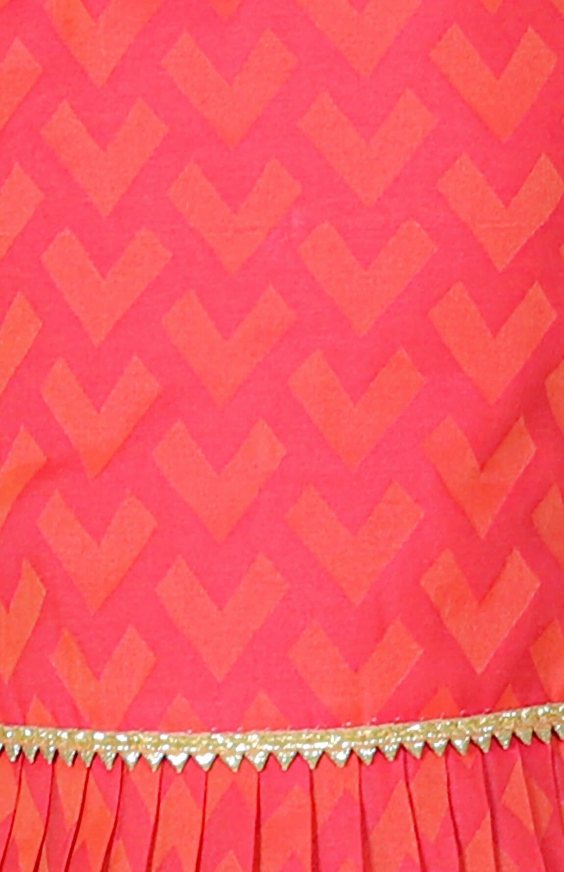 Lil Drama Folklore Girls Pink Crop Top With Pants Co-Ordinate Set - Swadesiicart