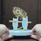 House Of Wemy Gold-Polished Melody Krishna Hands Idol with Flute and Peacock Feather - White - Swadesiicart