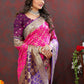 Lorenvalley Fashion Magenta & Wine Patola Silk Woven Design Meenakari Weaving Saree - Swadesiicart