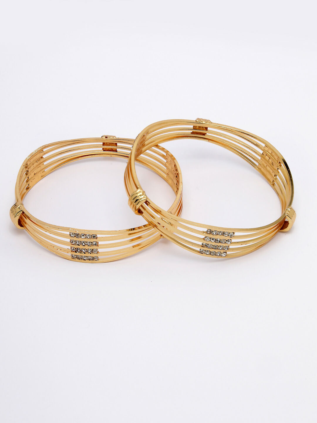 NVR Women Set of 2 Gold-Polished Kundan Studded Bangles - Swadesiicart
