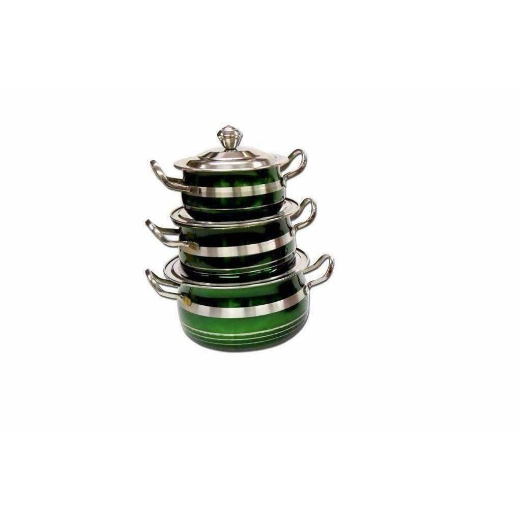 STAINLESS STEEL GREEN COLOR COOKWARE WITH LID - Swadesiicart