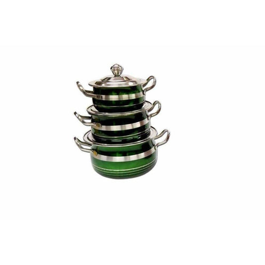 STAINLESS STEEL GREEN COLOR COOKWARE WITH LID - Swadesiicart