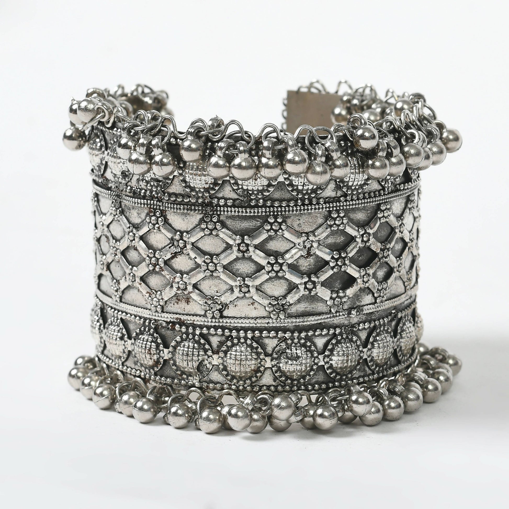 Mominos Fashion Joharkamal Oxidised Silver-Plated Ghungroo Handcraft Bracelet - Design 023 - Swadesiicart