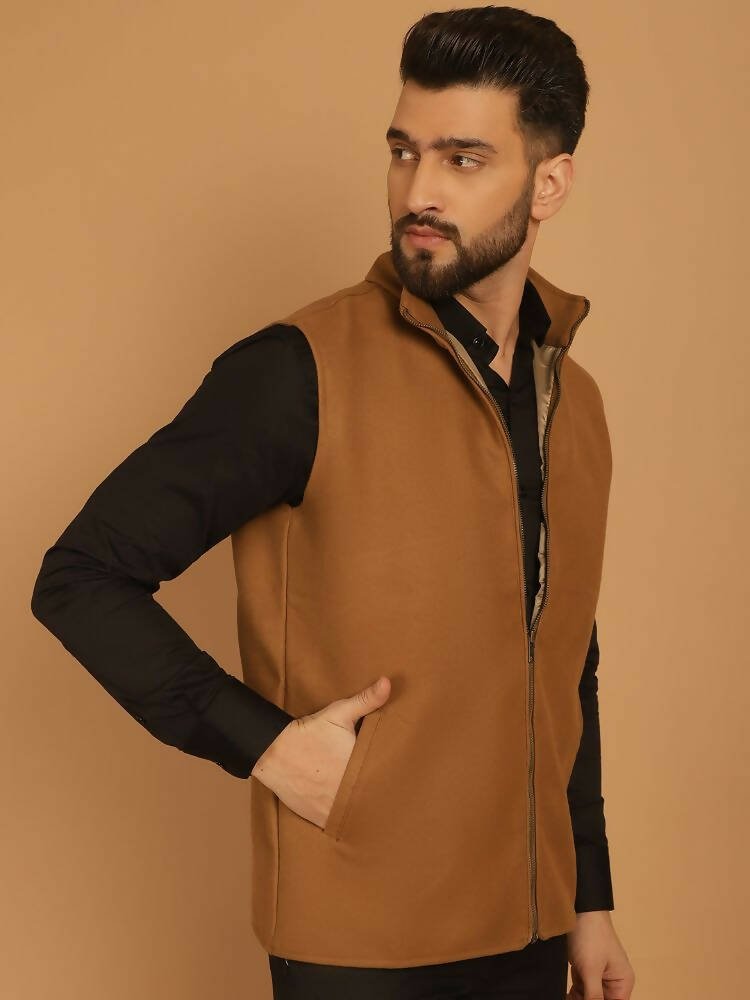Even Apparels Pure Wool Nehru Jacket - Beige | Swadesiicart