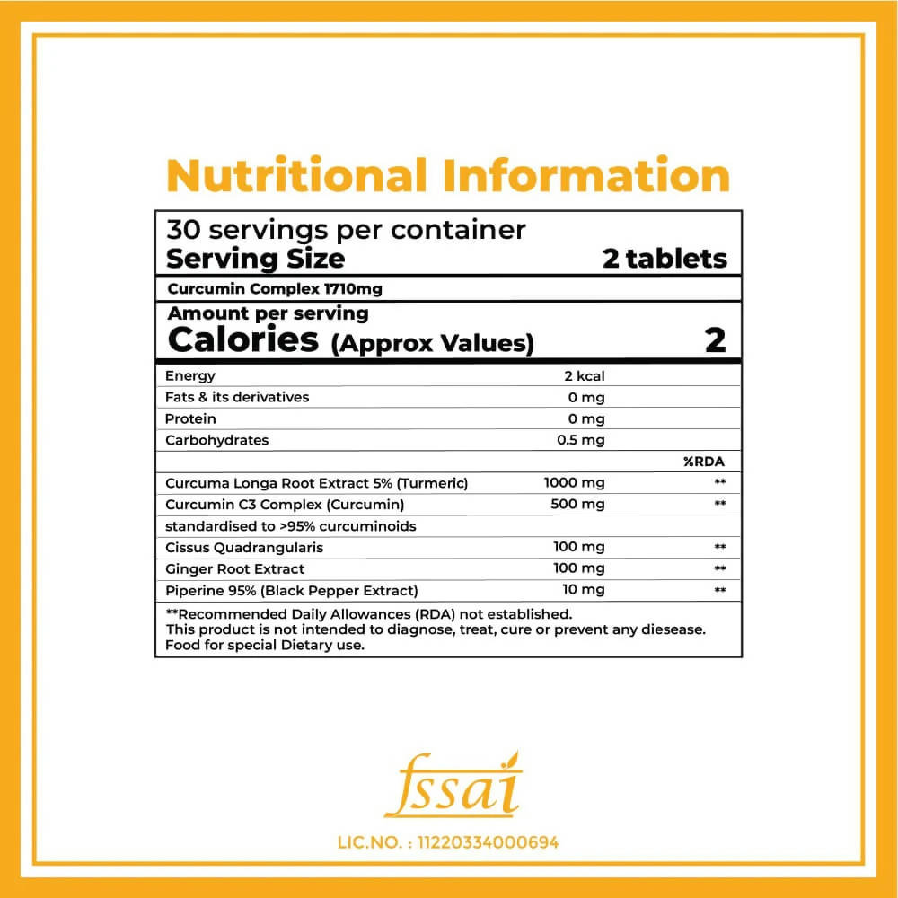 Boldfit Curcumin Complex 1700mg Tablets - Swadesiicart