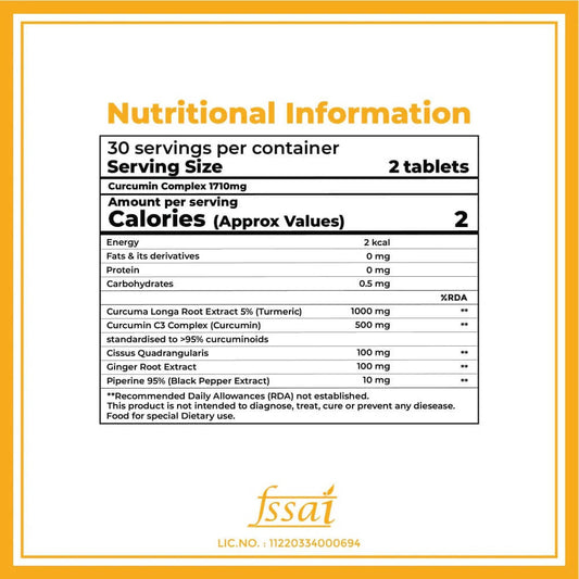 Boldfit Curcumin Complex 1700mg Tablets - Swadesiicart
