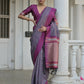 Vishnu Weaves Women's Grey Raw Silk Saree with Blouse - Swadesiicart