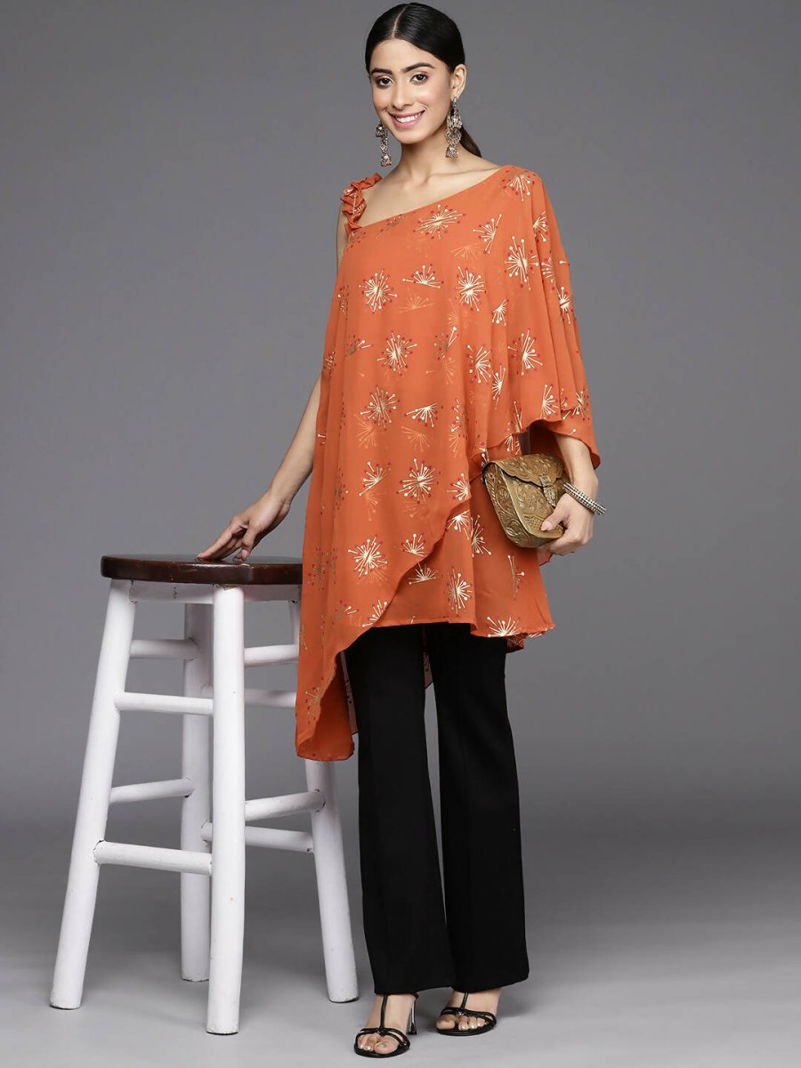 Ahalyaa Women's Traditional wear Tunic - Orange | Swadesiicart