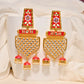 Red Traditional Gold-Polished Meenakari Jhumka Jhumki Earrings Indian Jewellery For Women Girls By House of Ree - Swadesiicart