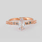 VOJ white CZ-detail Stainless Steel Cubic Zirconia Gold-Polished adjustable finger Ring | Swadesiicart