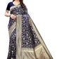Vamika Banarasi Jacquard Weaving Navy Blue Saree (PARINITI NAVY) | Swadesiicart