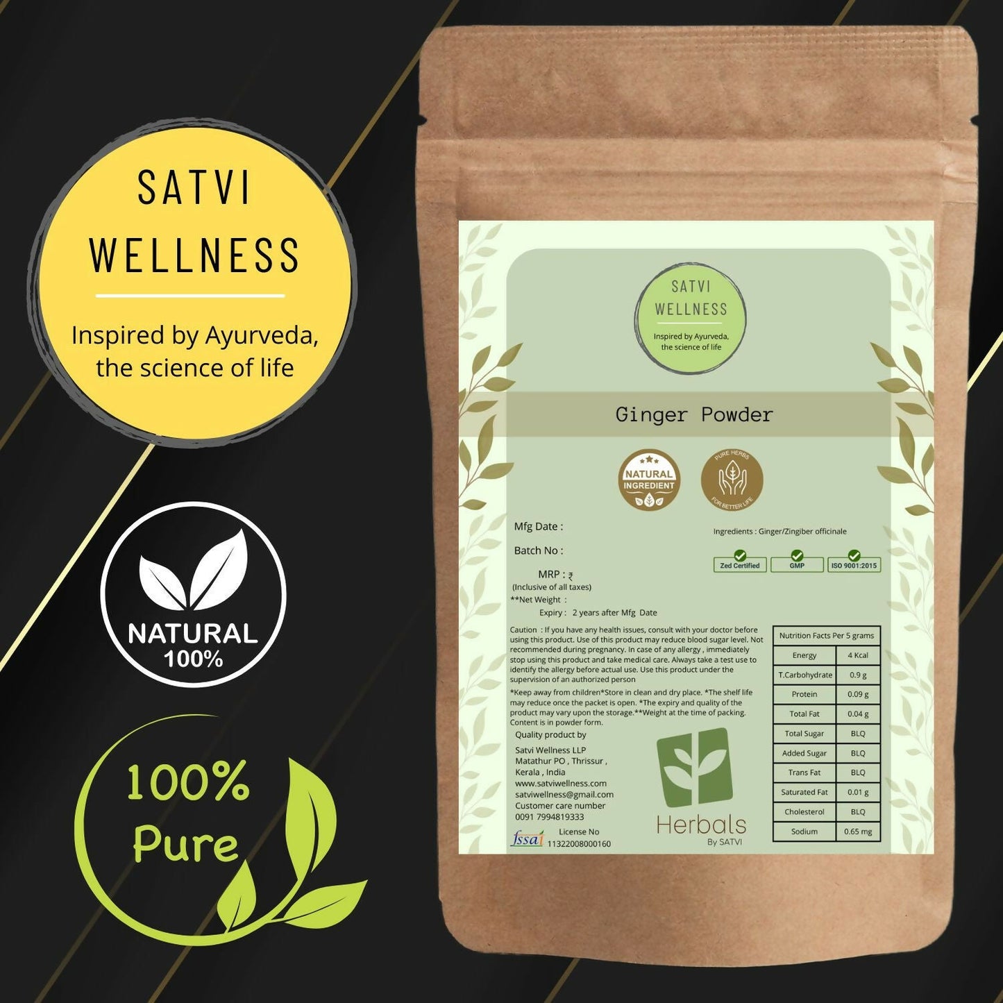 Satvi Wellness Ginger Powder - Swadesiicart