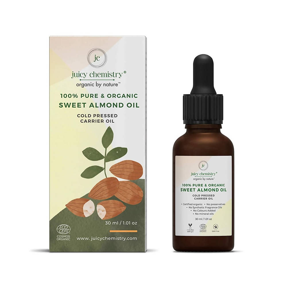Juicy Chemistry Pure & Organic Sweet Almond Oil For Cold Pressed Carrier Oil - Limited Time Offer