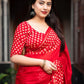 Red Pure Chanderi Hand Block Saree with Unstitched Blouse - Hiral Fashion | Swadesiicart