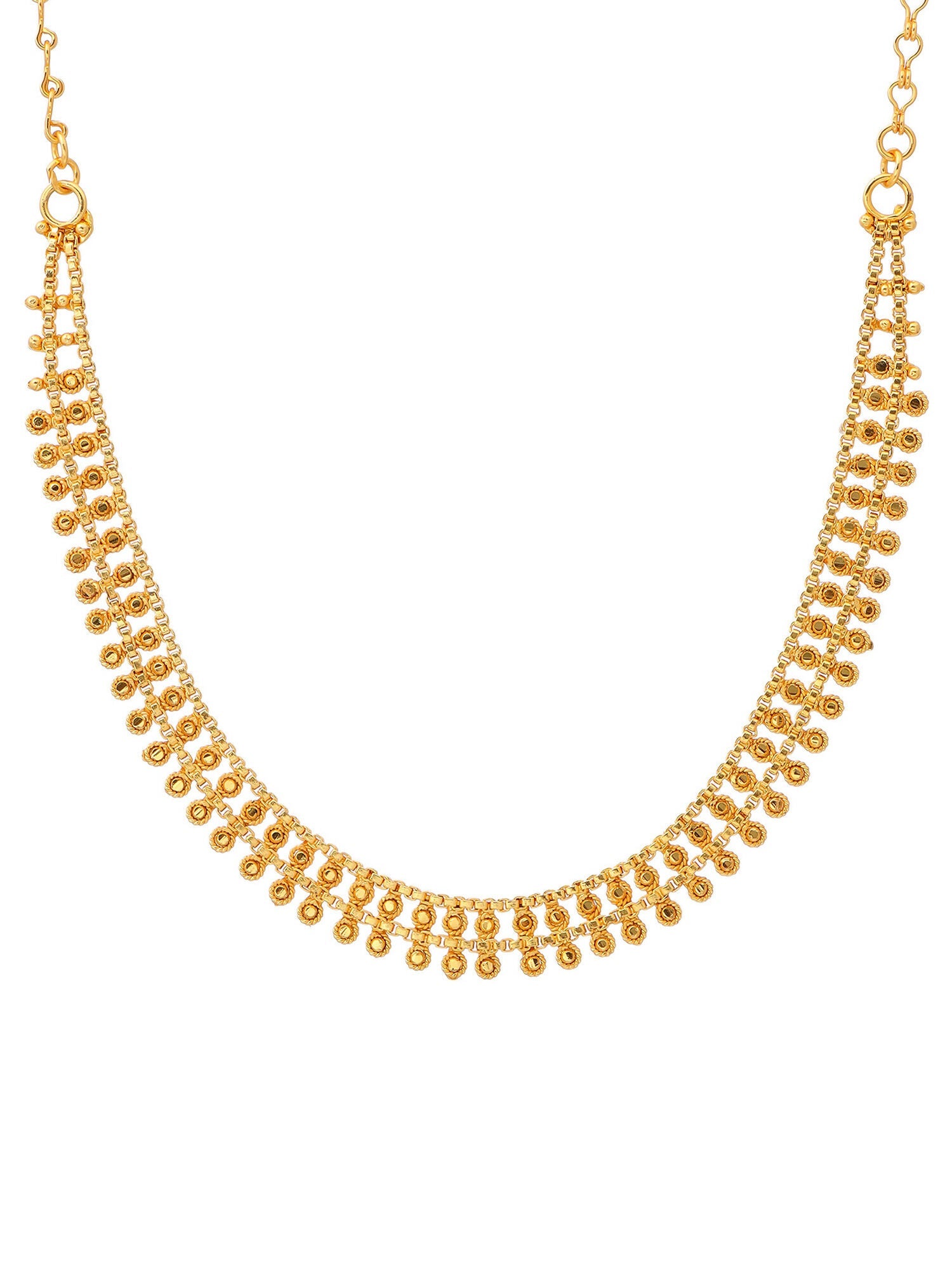 Ruby Raang Golden Necklace with Studs | Swadesiicart