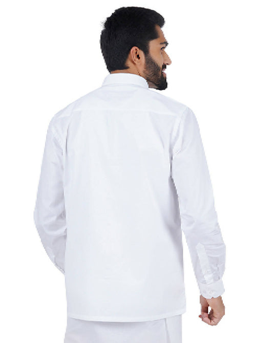 Ramraj Cotton Mens Full Sleeve Formal 100 % Cotton White Shirt | Swadesiicart