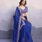 Blue Georgette Bandhani Printed,Embroidery Work Saree - Surkhi