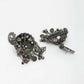 Peacock Shaped Tribal Design Oxidised Silver Plated Chandelier Jhumkas (VMC-PCK2) By House of Ree | Swadesiicart