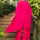 Janasya Pink Georgette Embroidered Top Bottom Cape | Swadesiicart
