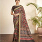 Brown Bhagalpuri Silk Floral Print with Hand work & Stone Work Border Saree - Norita Nirvi