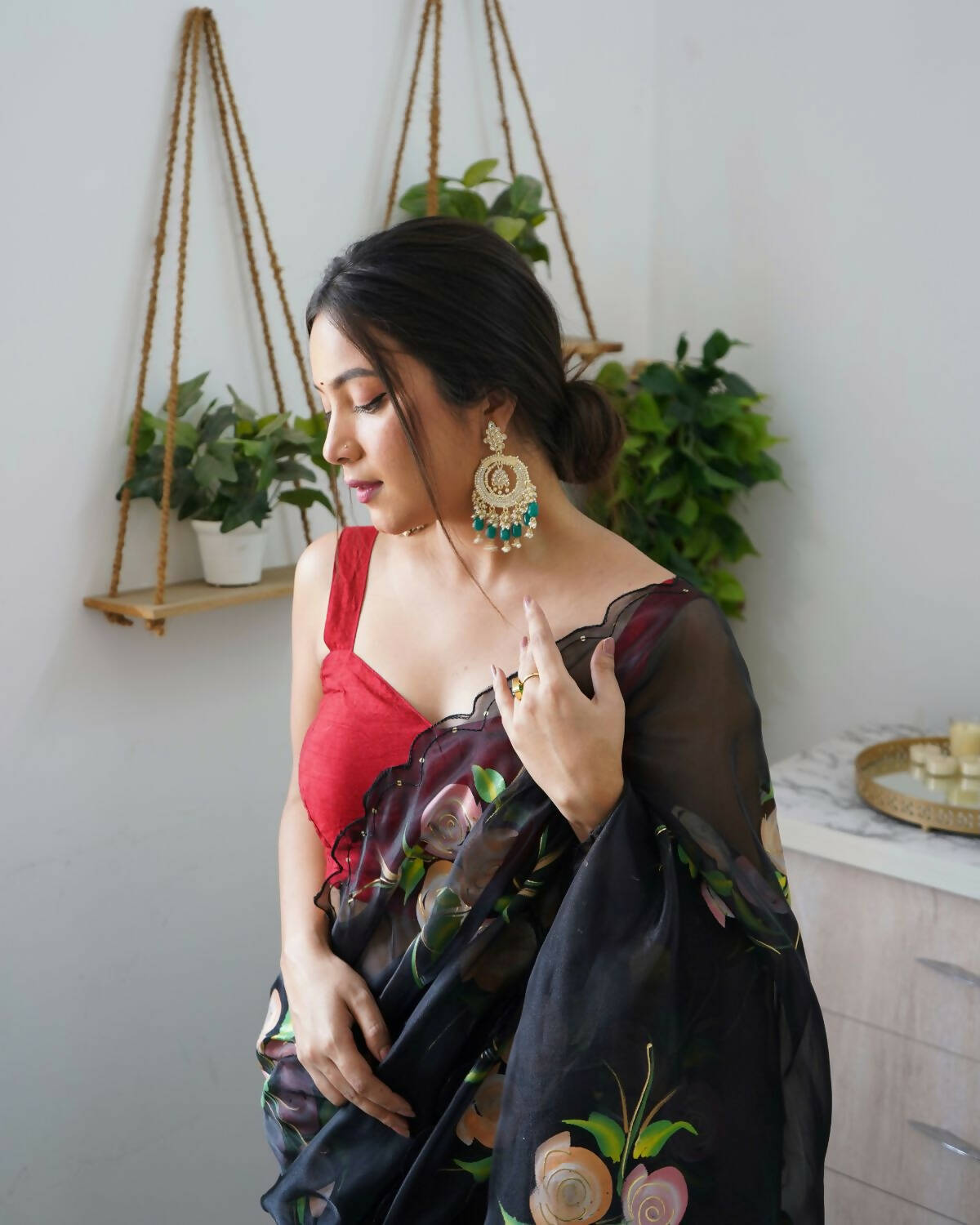 Vamsee Black Organza Saree - Swadesiicart