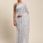 Ahalyaa Women's Grey Chiffon Digital Print Floral Saree | Swadesiicart