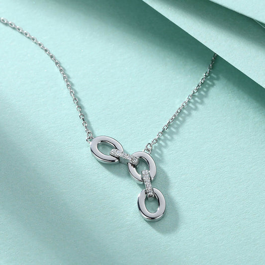 Cauer Elegant 14K White Gold Plated Moissanite Pendant Necklace | Swadesiicart