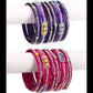 Afast Bridal Wedding & Party Fashionable Colorful Glass Bangle/Kada Set, Pack Of 12 - Pink, Blue - Afast Enterprises