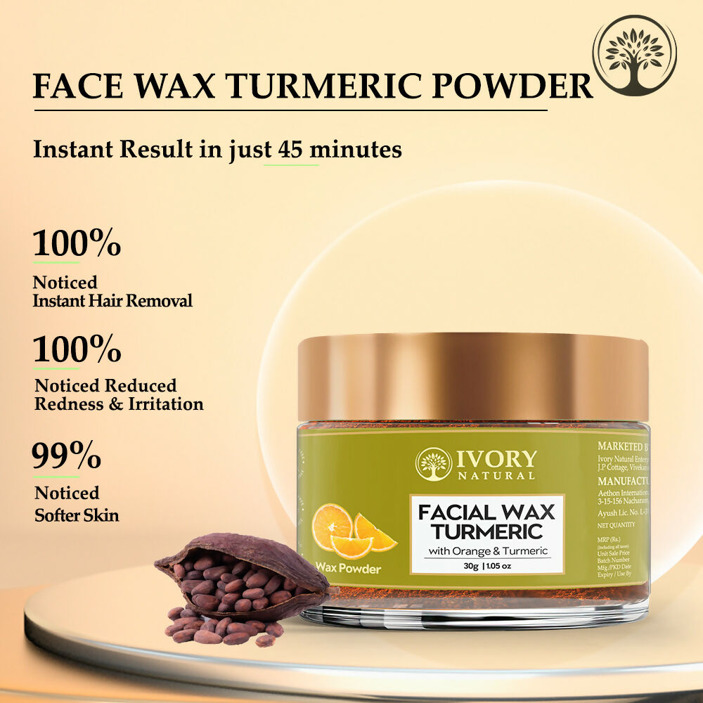 Ivory Natural Facial Wax Powder With Turmeric - Natural Facial Hair Removal Wax For Instant Skin Brightening | Swadesiicart