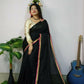 Exclusive Collection Beautiful Khadi Cotton Handloom Saree With Beautiful Zari Border - Black - Swadesiicart