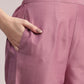 Aavyora Women Lavender Embroidered Chinon Kurta with Straight Pants & Organza Dupatta Set - Swadesiicart